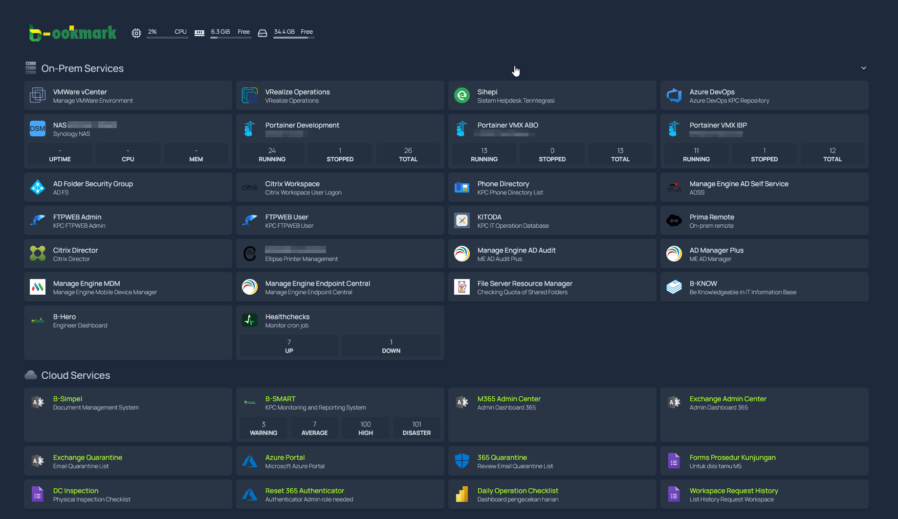 B-OOKMARK Dashboard Interface